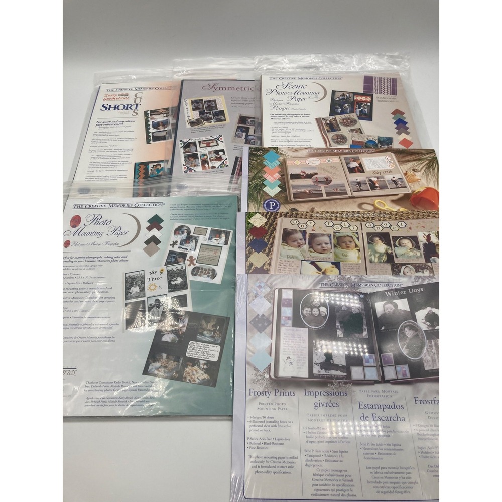 Lot 7 Vtg Creative Memories 10x12 Scrapbook Paper Packs Photo Mounting Die Cut